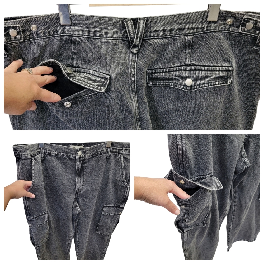 Madewell Low-Slung Straight Cargo Jeans Faded Black Baggy Slouchy Women’s W33P - Picture 12 of 17